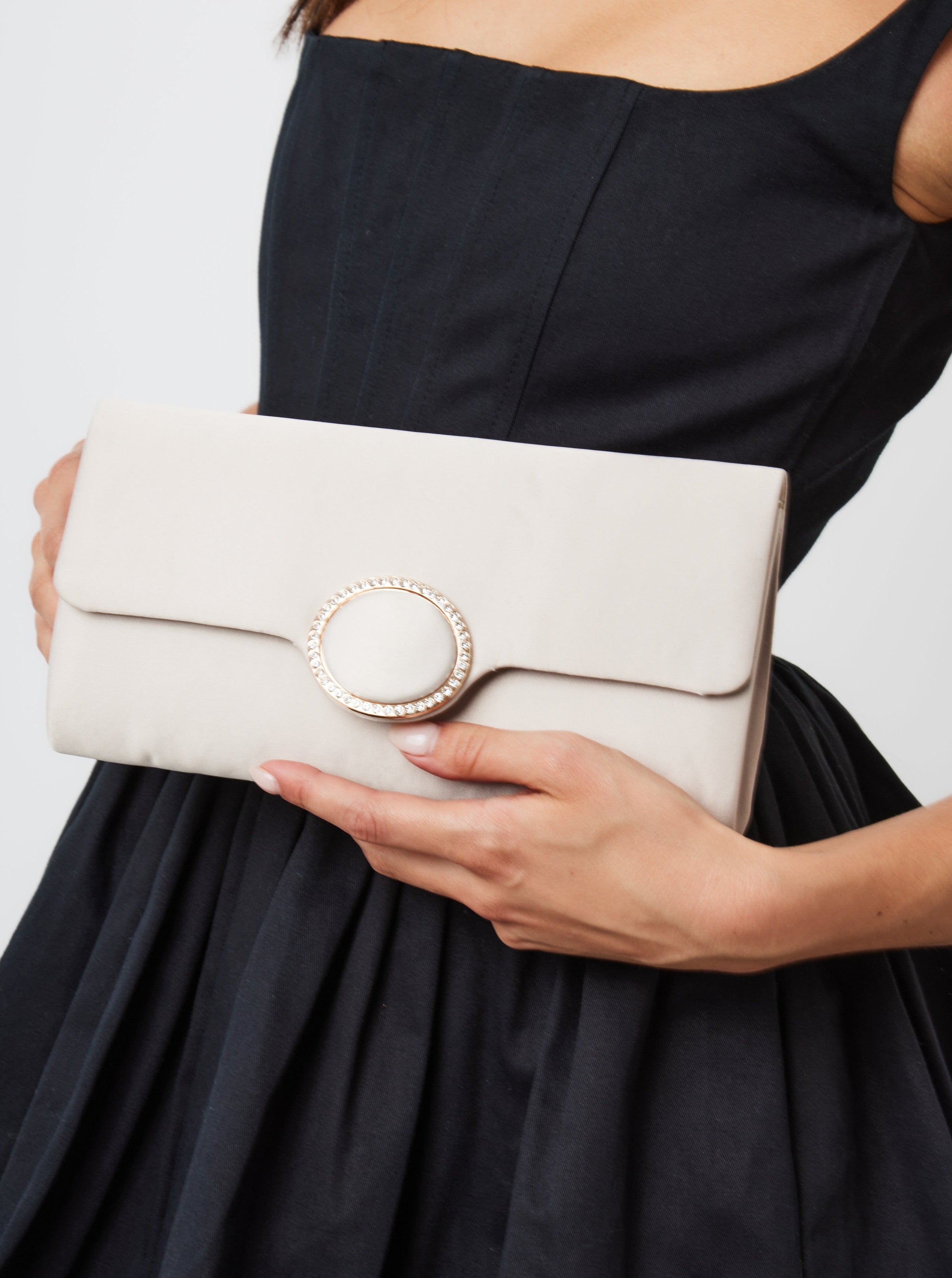 Satin Clutch with Diamante in Champagne | Occasion | Bag | Wedding guest | Wedding | Races | Clutch Bag | Women's Accessories | Women | Date | Races | Old Money | Event | Evening Bag | Evening Accessories 