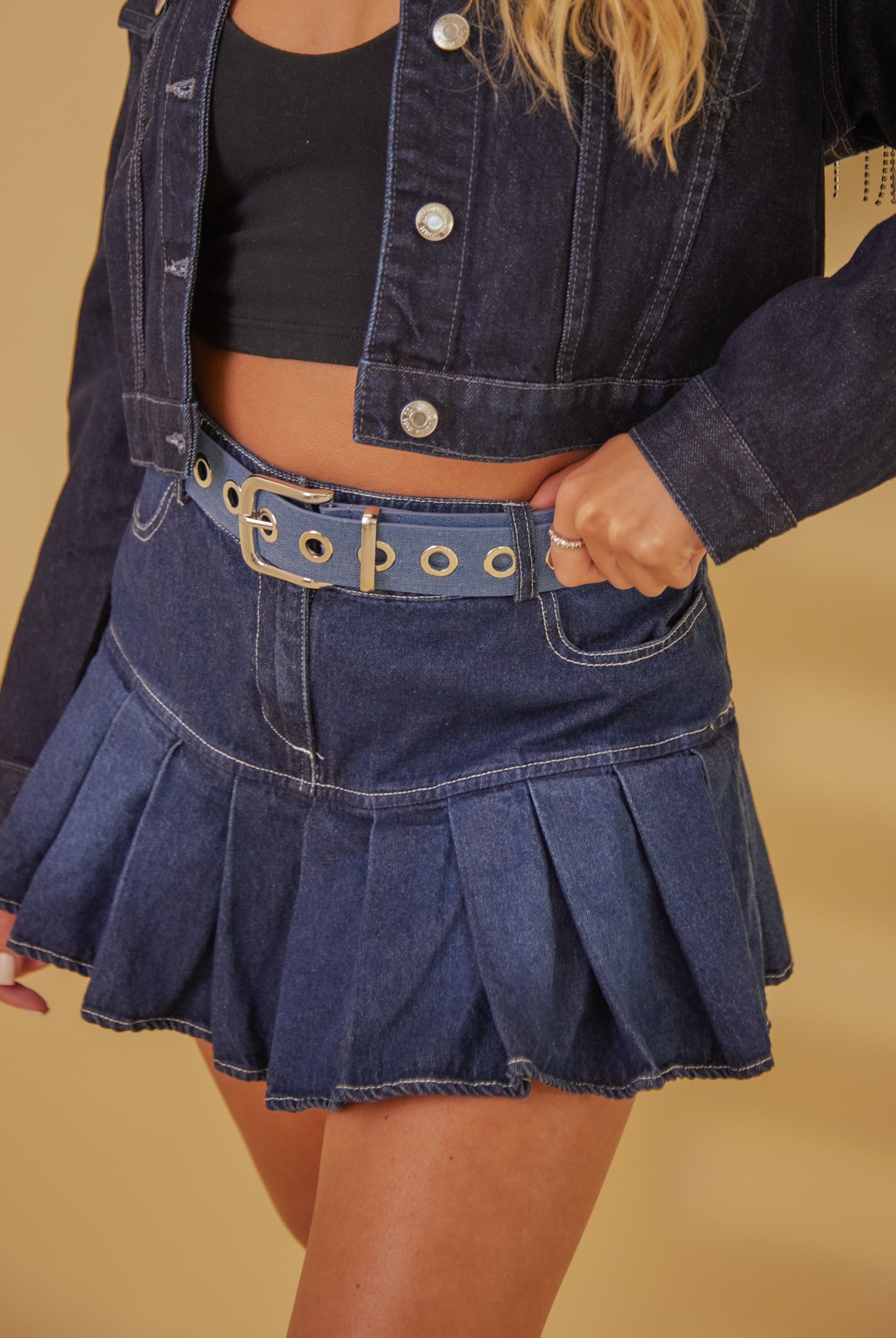 My Accessories London Denim Eyelet Belt in Blue | Accessory | Accessories | Y2K | Retro | Glam | Adjustable | Women's | Going out | Occasion |