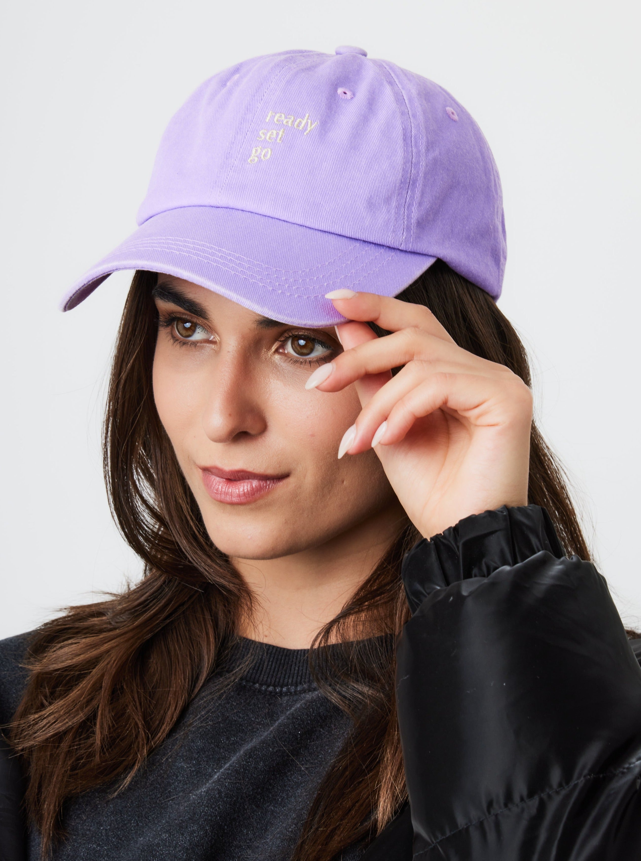 My Accessories London Ready Set Go Baseball Cap in Lilac | Athleisure | Sporty | Purple | Cap | Hat | Women's | Women's Accessories | Washed