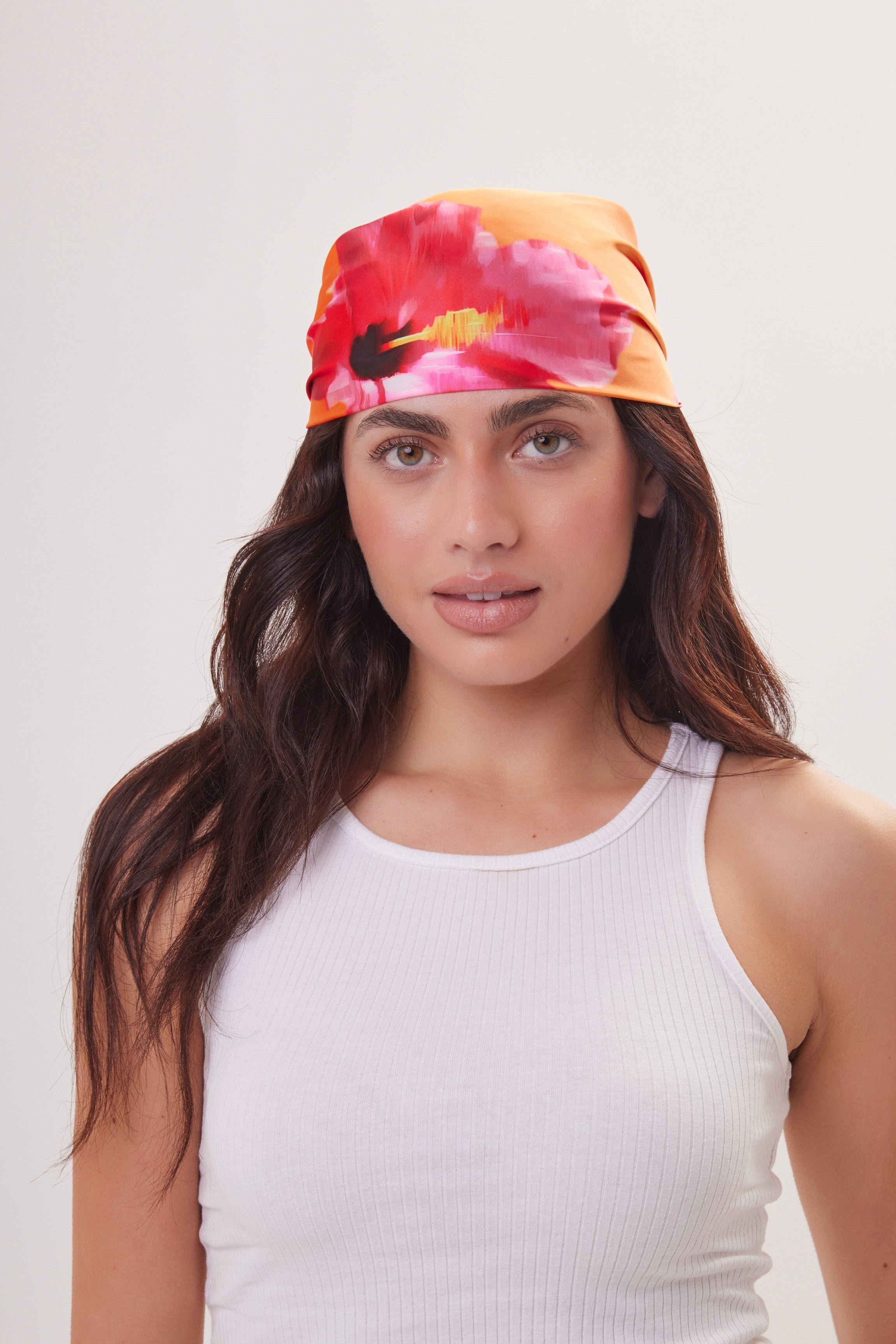Bright Large Florals Multiway Bandana Head Scarf in Orange - Bandana - My Accessories London