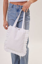 Broderie Anglaise Ruffle Tote bag in White - Tote Bag - My Accessories London