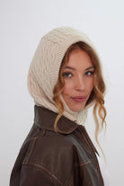 Cable Knitted Hood Balaclava in Cream - Balaclavas - My Accessories London