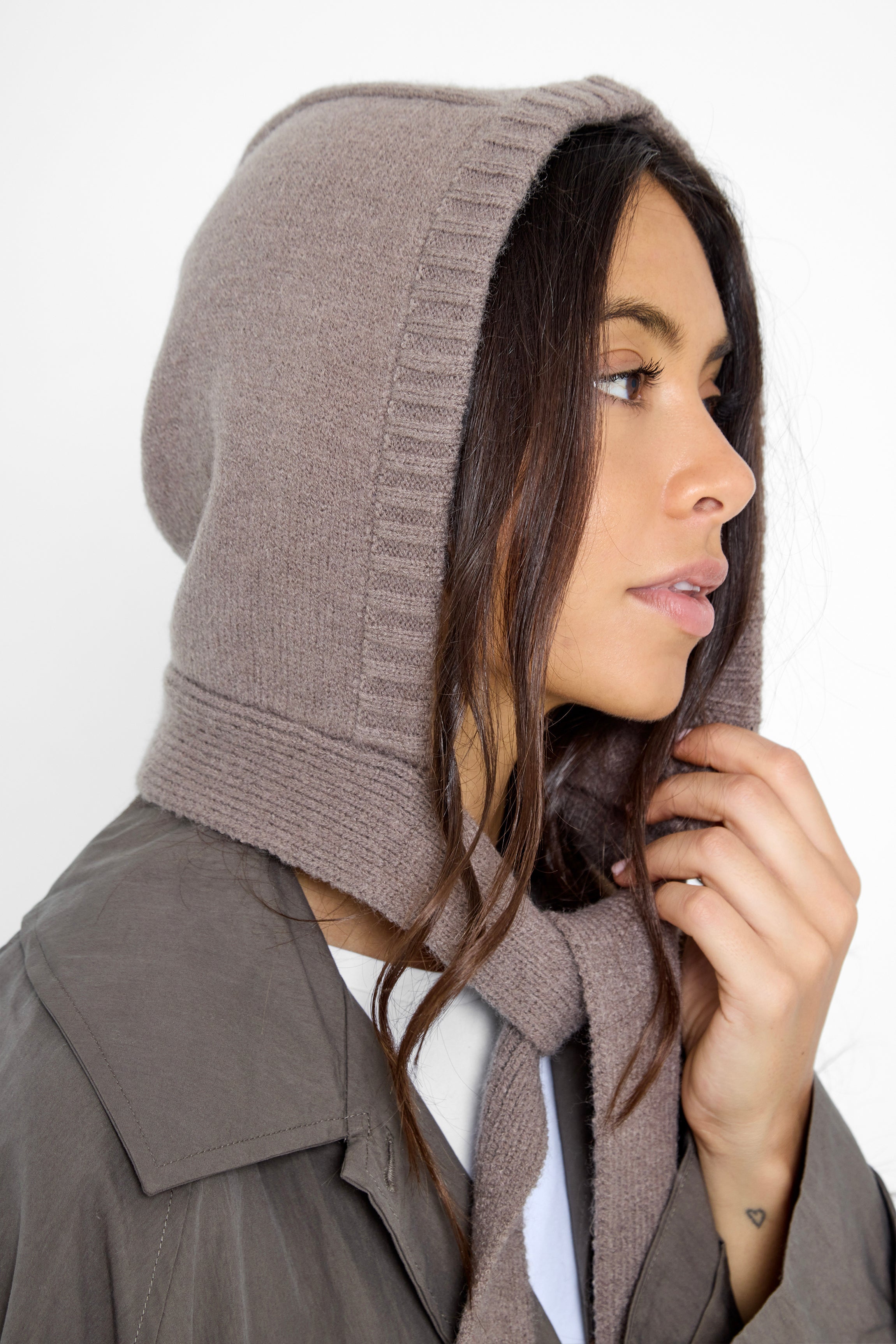 Chunky Ties Knitted Bonnet in Taupe - Bonnet - My Accessories London
