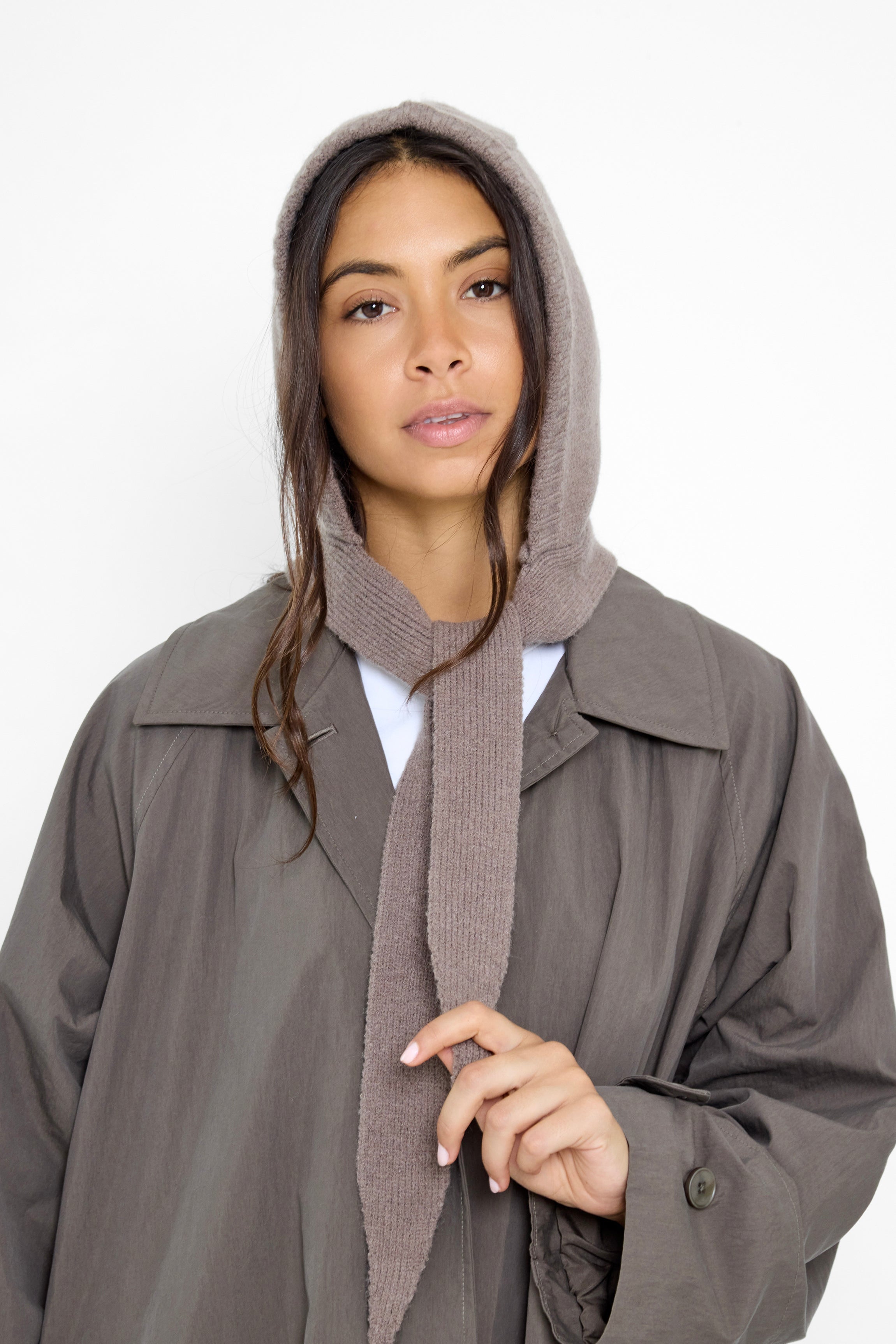 Chunky Ties Knitted Bonnet in Taupe - Bonnet - My Accessories London