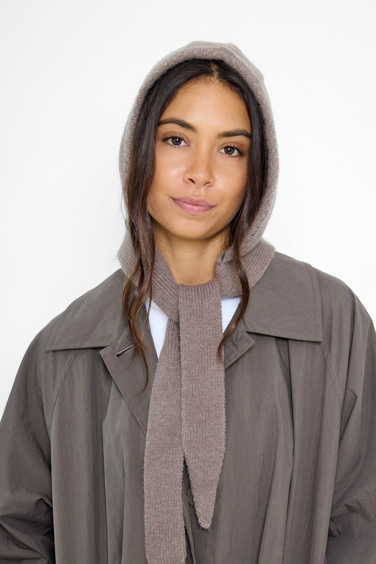 Chunky Ties Knitted Bonnet in Taupe - Bonnet - My Accessories London