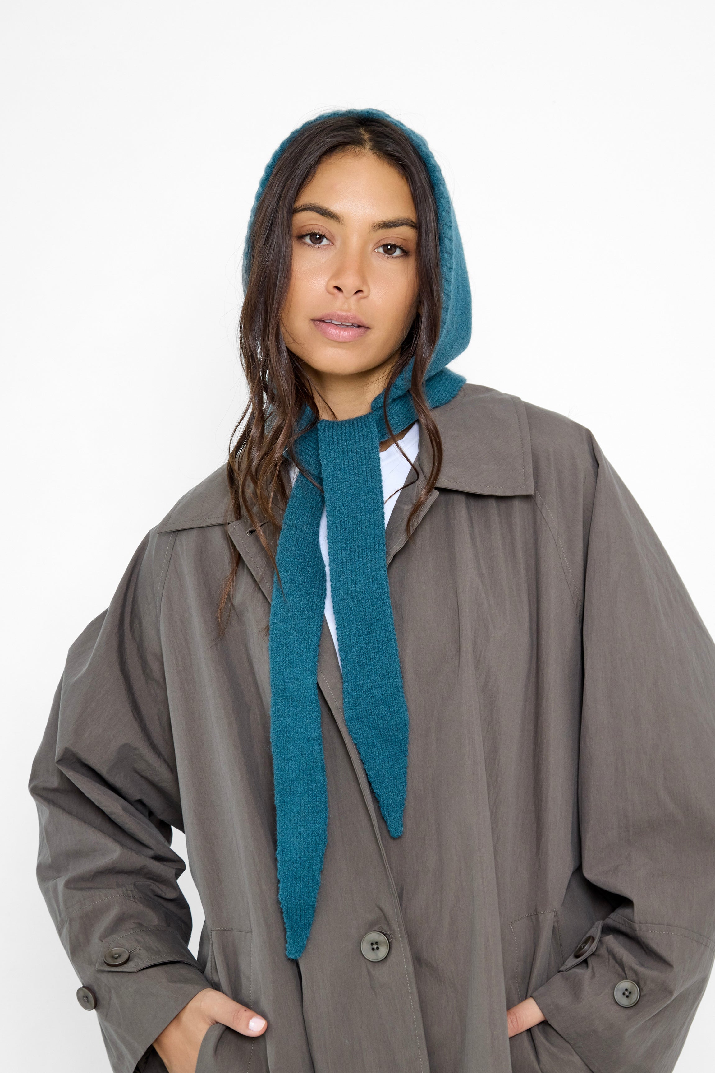 Chunky ties Knitted Bonnet in Teal - Bonnet - My Accessories London