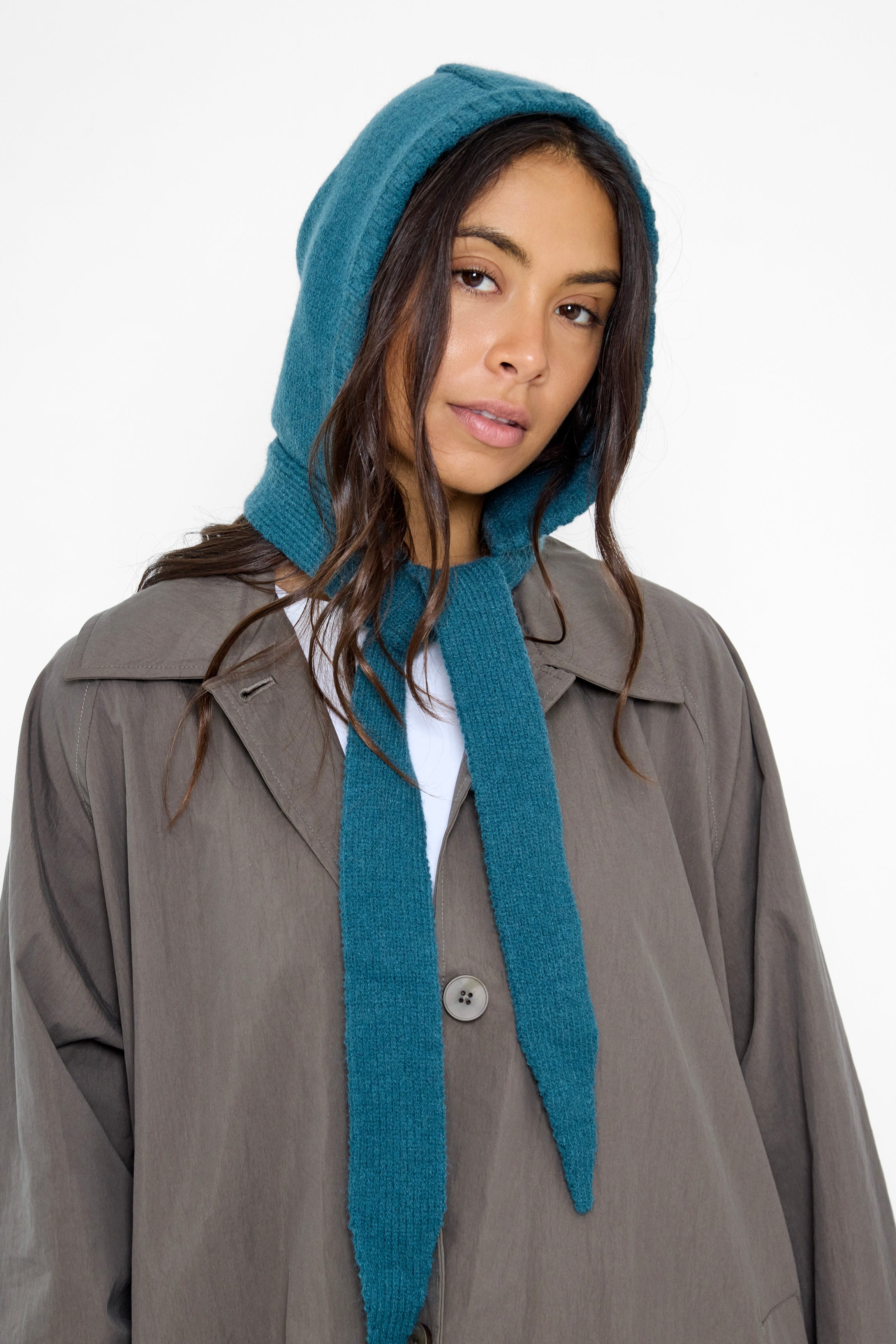 Chunky ties Knitted Bonnet in Teal - Bonnet - My Accessories London