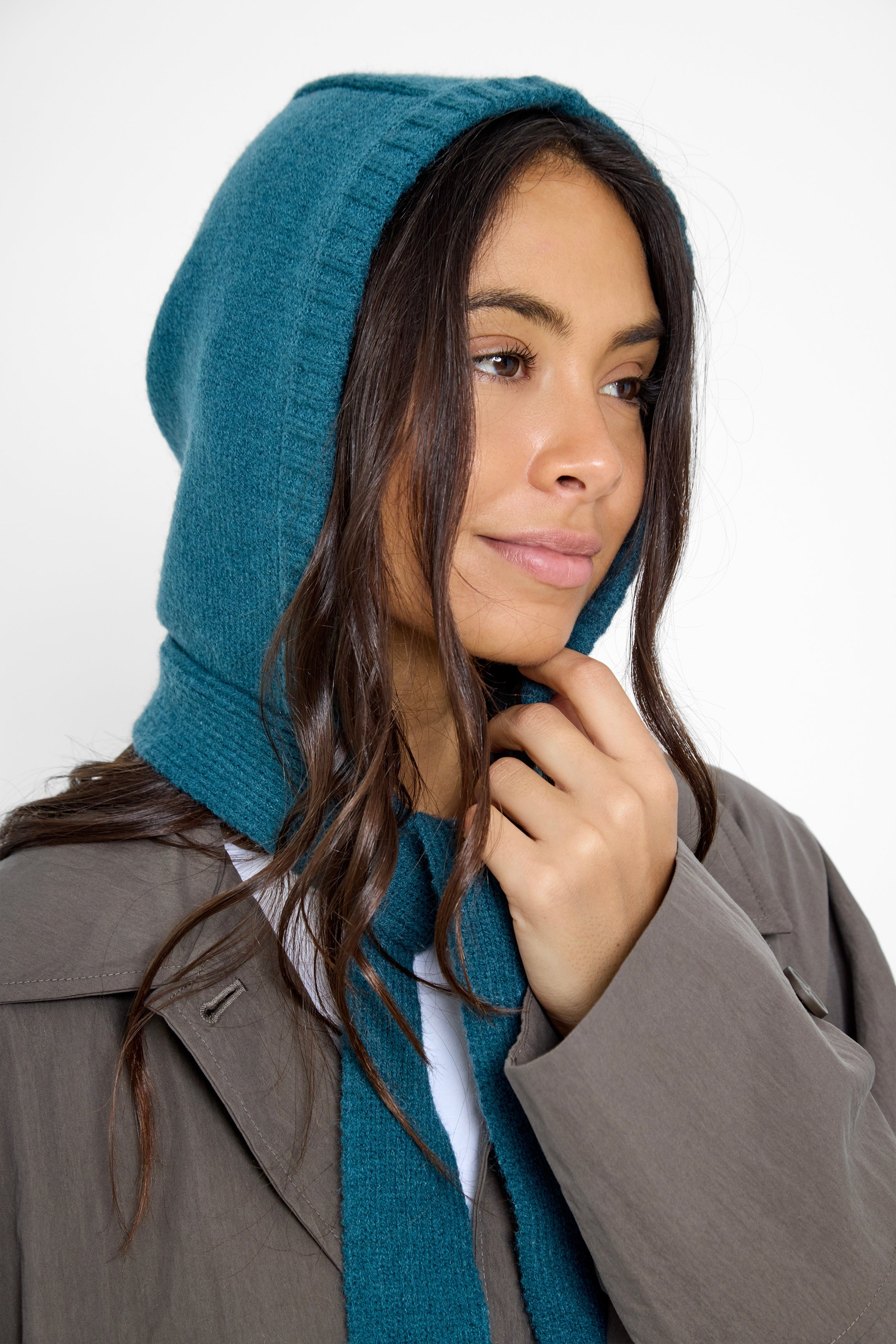 Chunky ties Knitted Bonnet in Teal - Bonnet - My Accessories London