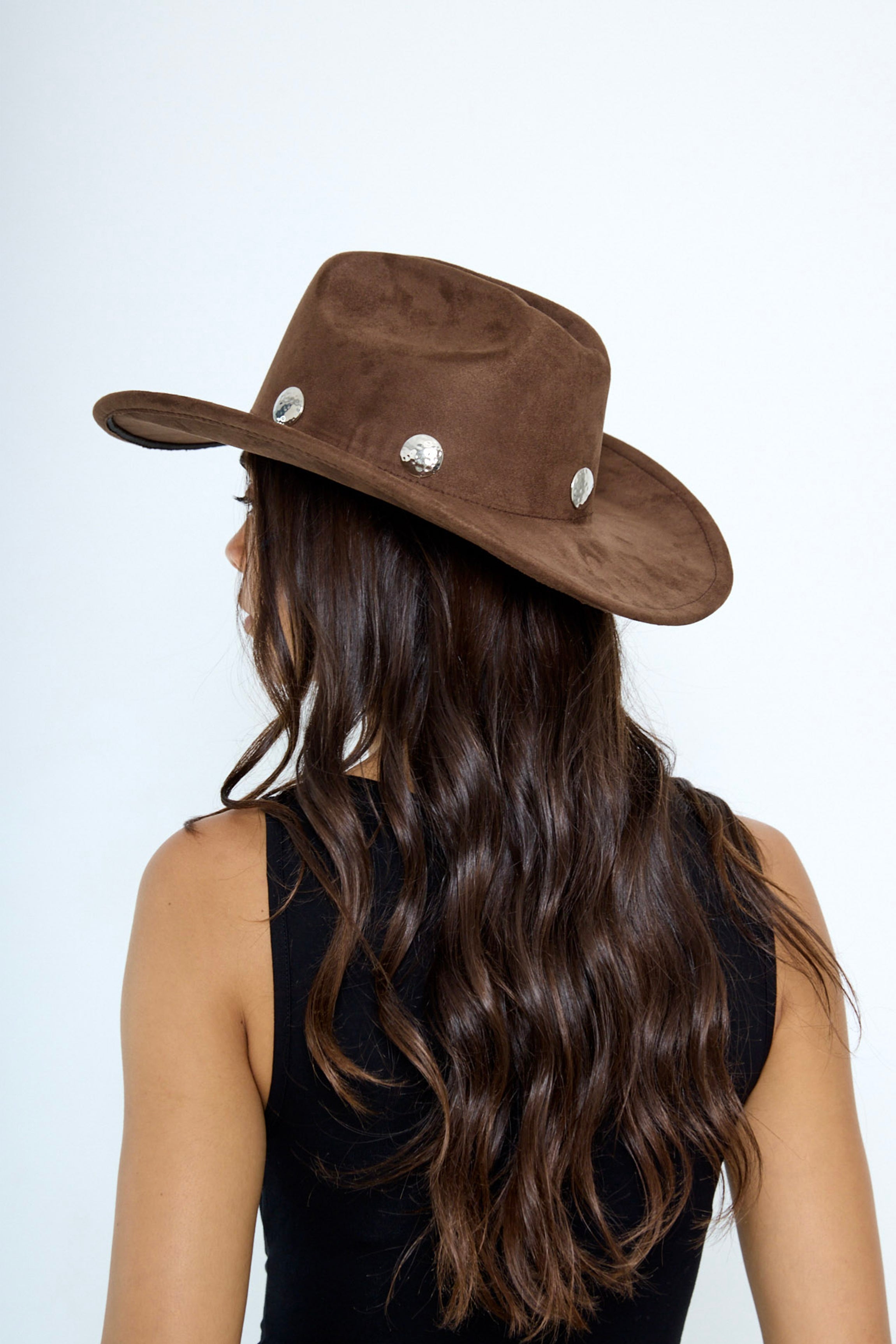 Cowboy Hat in Brown with Silver Studs - Cowboy Hat - My Accessories London