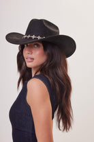 Cowboy Hat with Silver Crosses Trim in Black - Cowboy Hat - My Accessories London