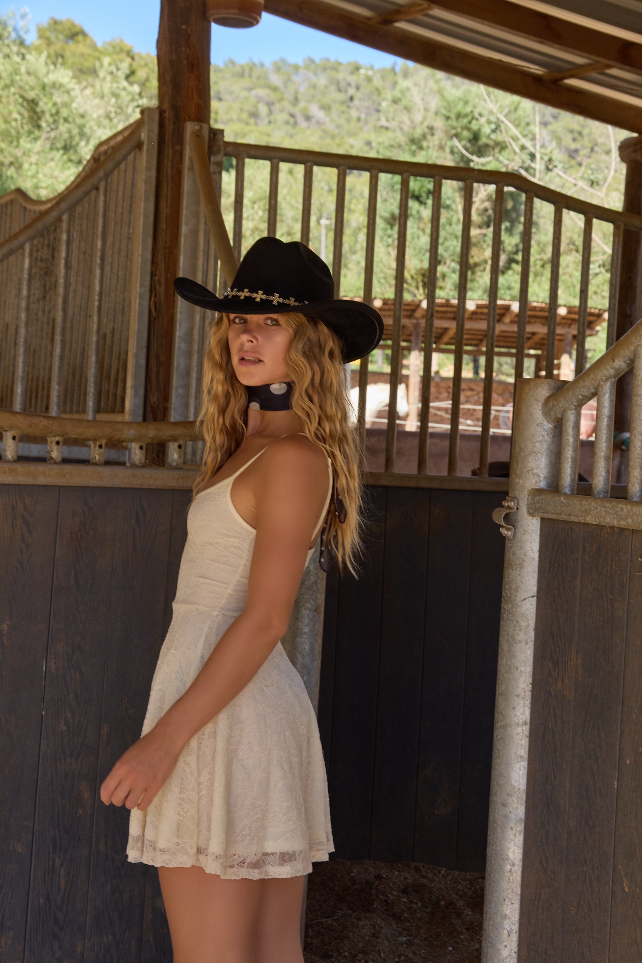 Cowboy Hat with Silver Crosses Trim in Black - Cowboy Hat - My Accessories London