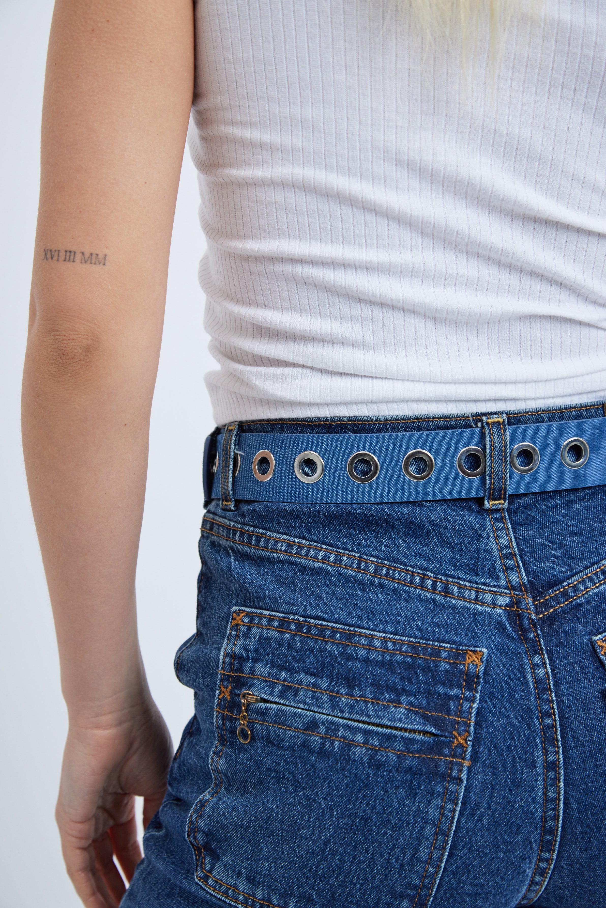 Denim Eyelet Belt in Blue - Belts - My Accessories London