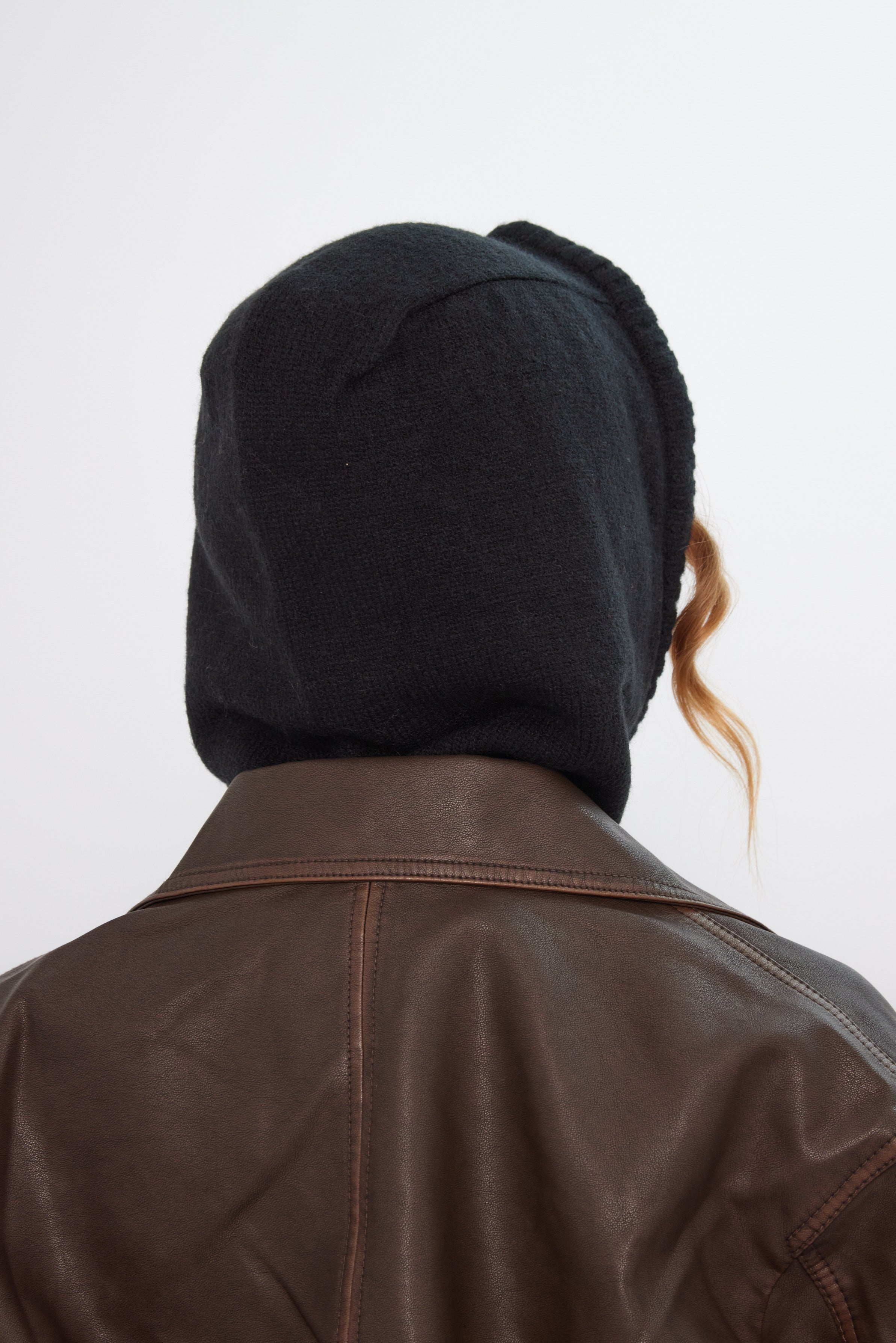 Drawstring Knitted Hood Balaclava in Black - Balaclavas - My Accessories London