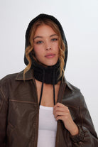 Drawstring Knitted Hood Balaclava in Black - Balaclavas - My Accessories London