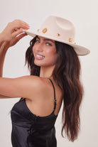 Fedora in Cream with Gold Studs - Fedora - My Accessories London