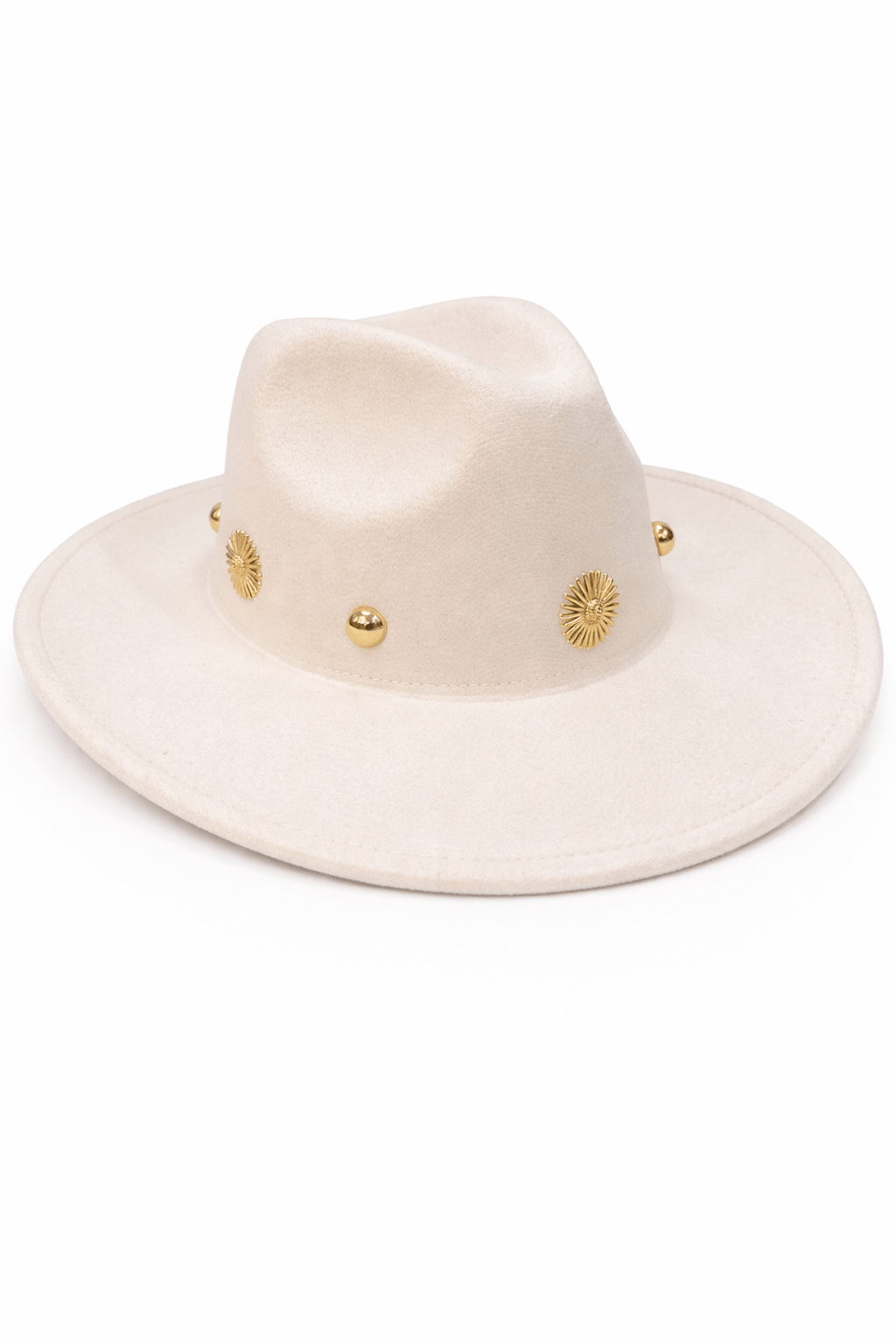 Fedora in Cream with Gold Studs - Fedora - My Accessories London