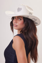Festival Hearts Patches Cowboy Hat in Off White - Cowboy Hat - My Accessories London