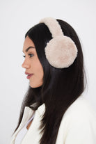Fluffy Faux-Fur Earmuffs in Beige - Ear Muffs - My Accessories London