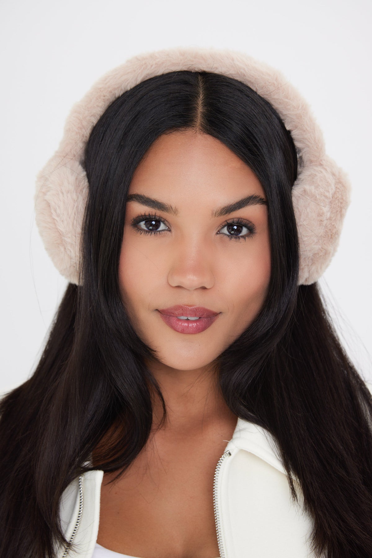 Fluffy Faux-Fur Earmuffs in Beige - Ear Muffs - My Accessories London