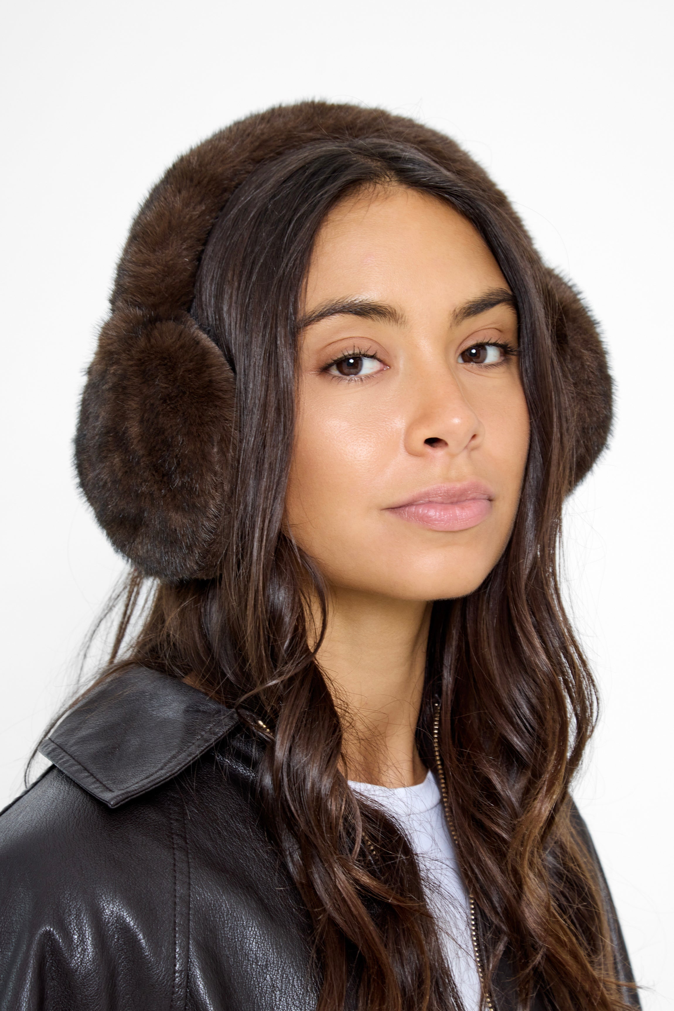 Fluffy Faux-Fur Earmuffs in Brown with Black Tips - Ear Muffs - My Accessories London