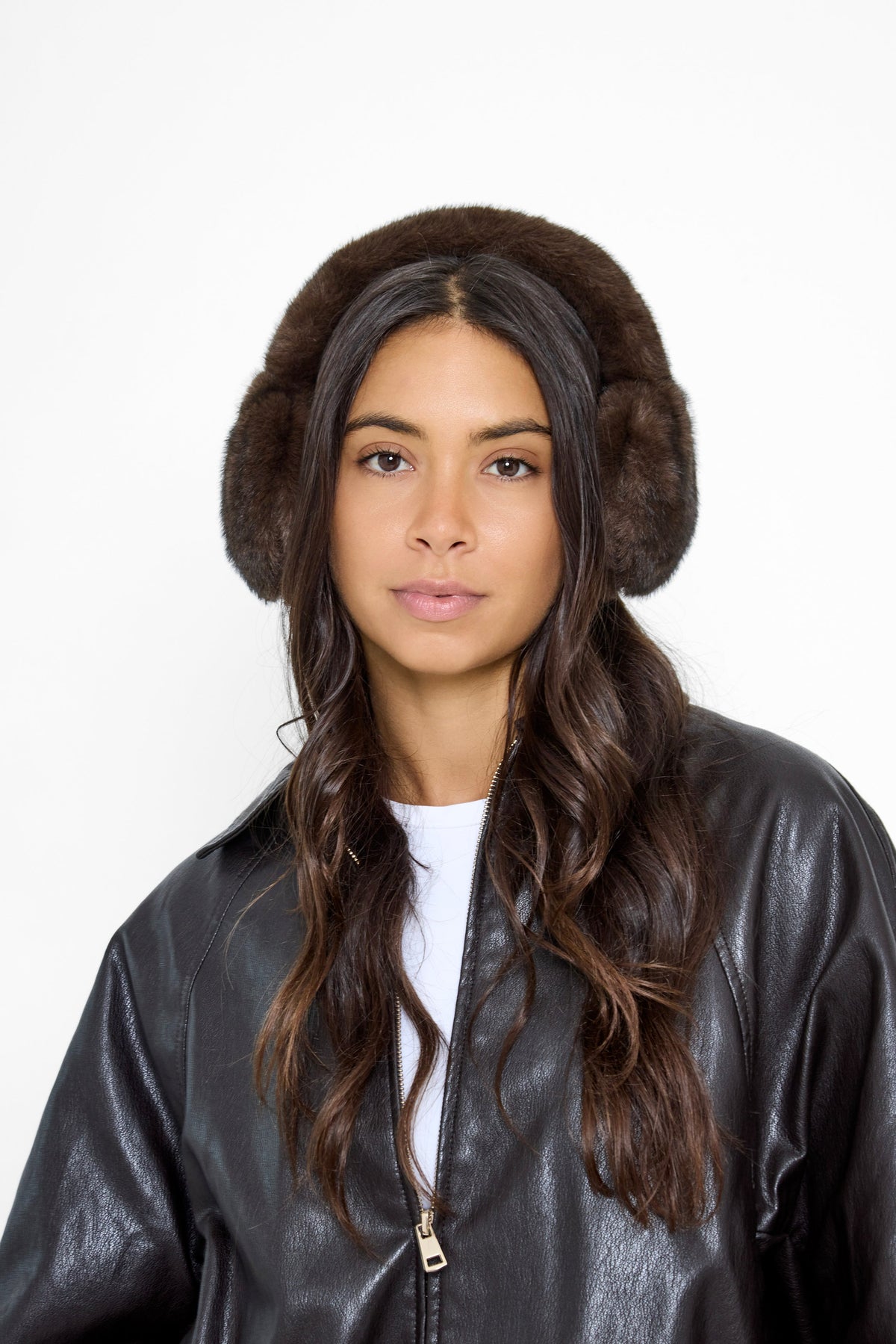 Fluffy Faux-Fur Earmuffs in Brown with Black Tips - Ear Muffs - My Accessories London