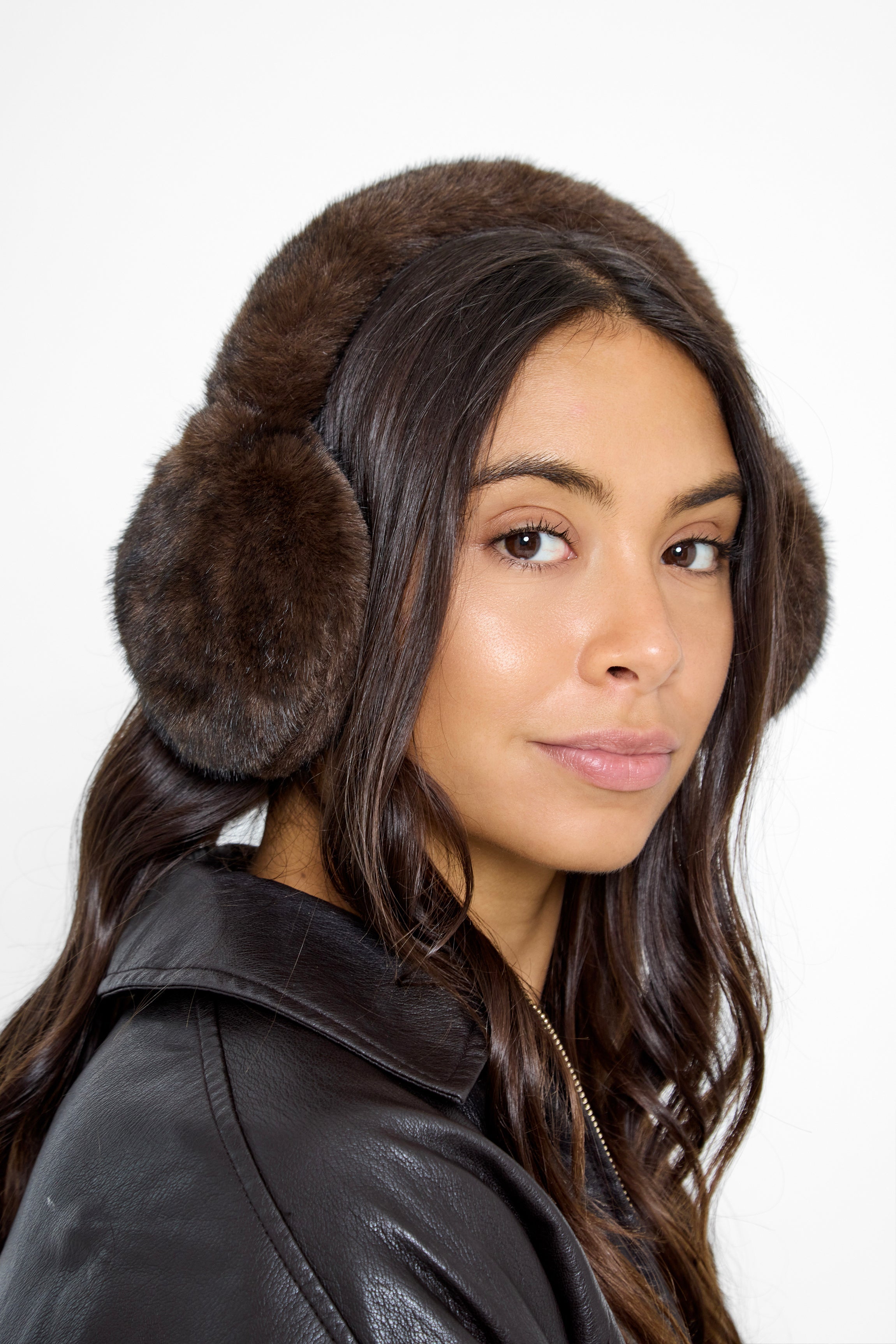 Fluffy Faux-Fur Earmuffs in Brown with Black Tips - Ear Muffs - My Accessories London