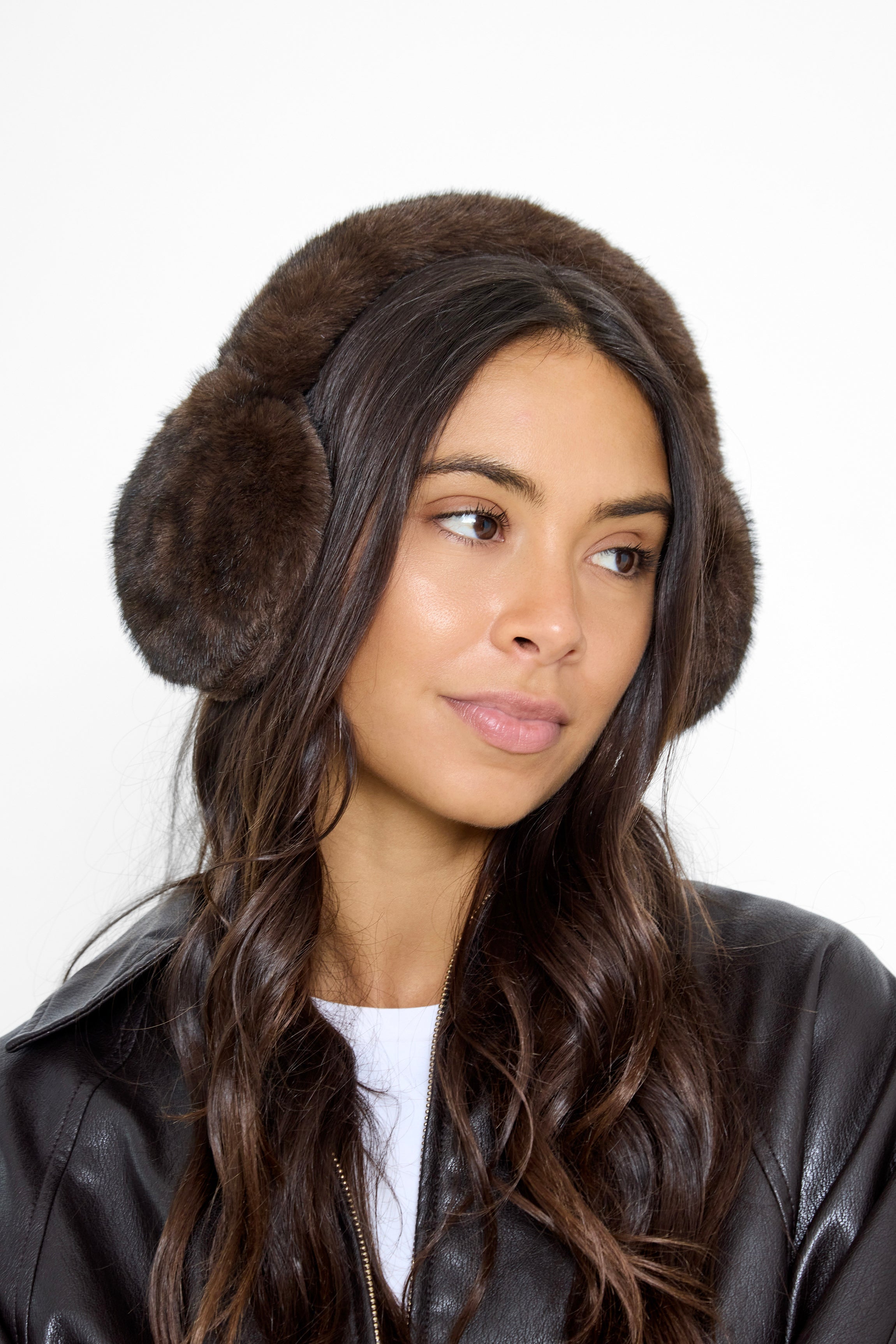 Fluffy Faux-Fur Earmuffs in Brown with Black Tips - Ear Muffs - My Accessories London