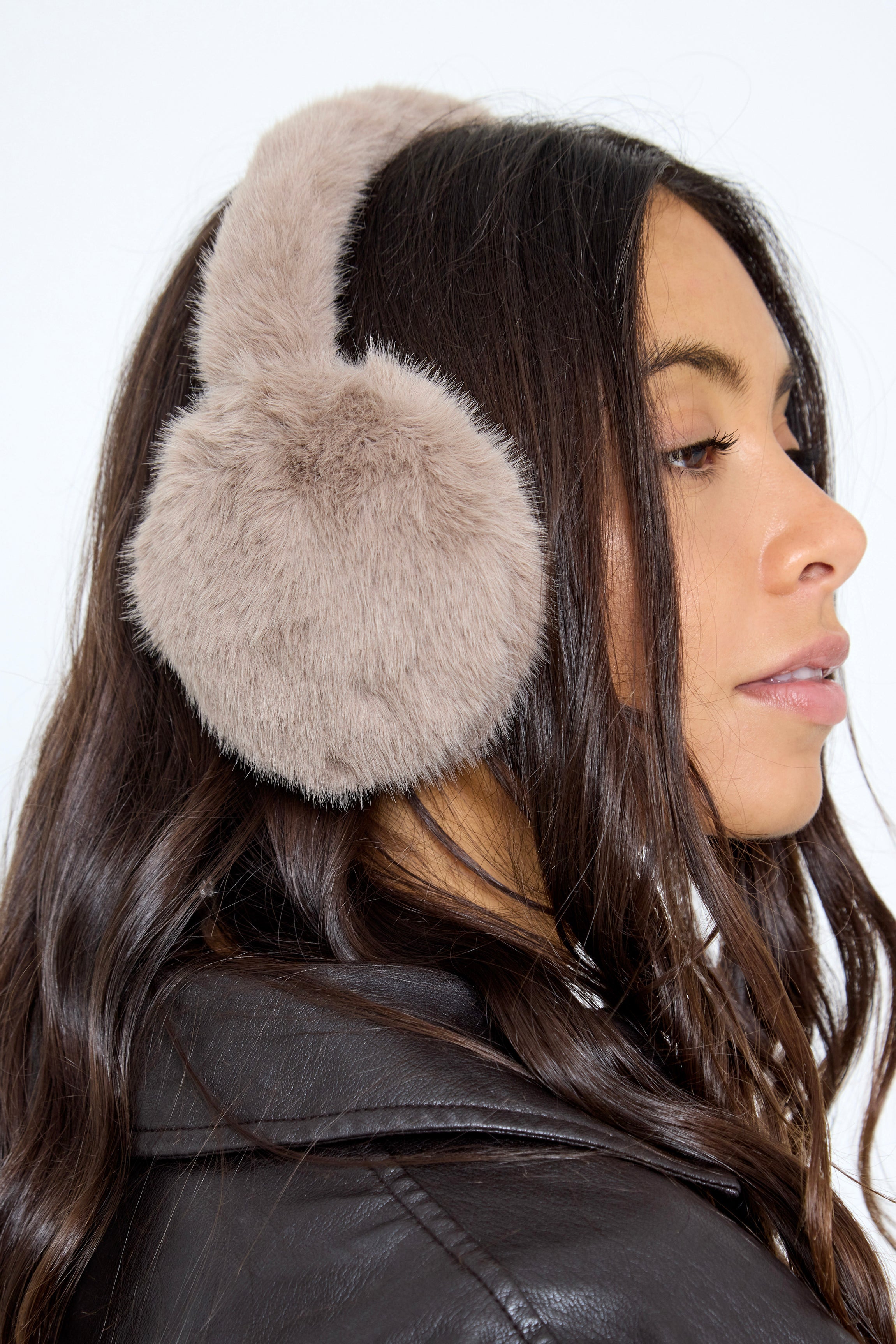 Fluffy Faux-Fur Earmuffs in Taupe - Ear Muffs - My Accessories London