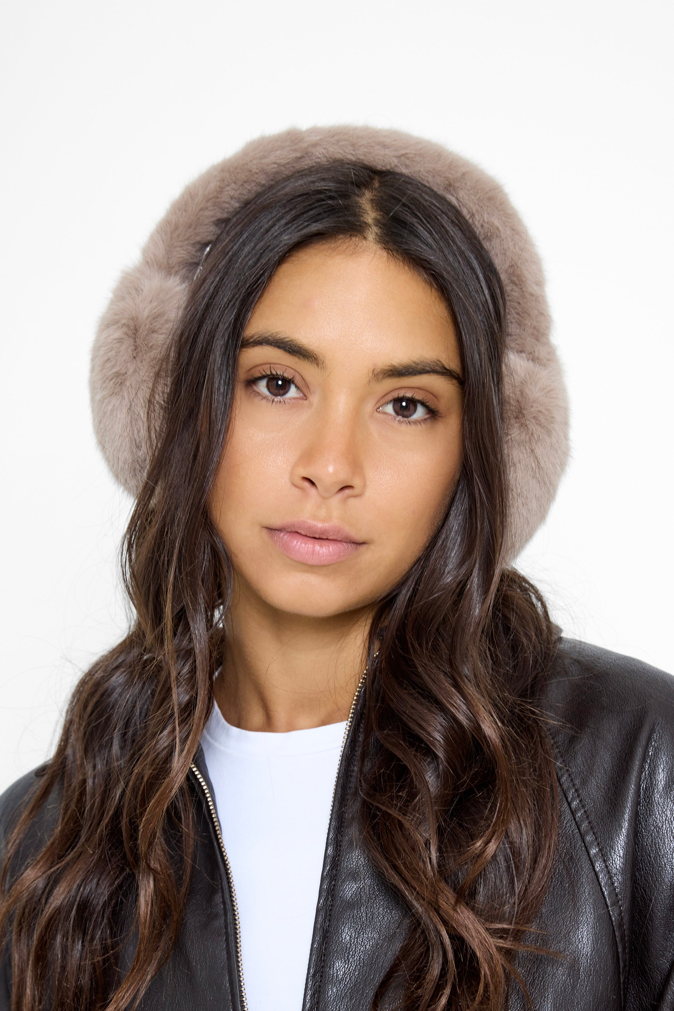 Fluffy Faux-Fur Earmuffs in Taupe - Ear Muffs - My Accessories London