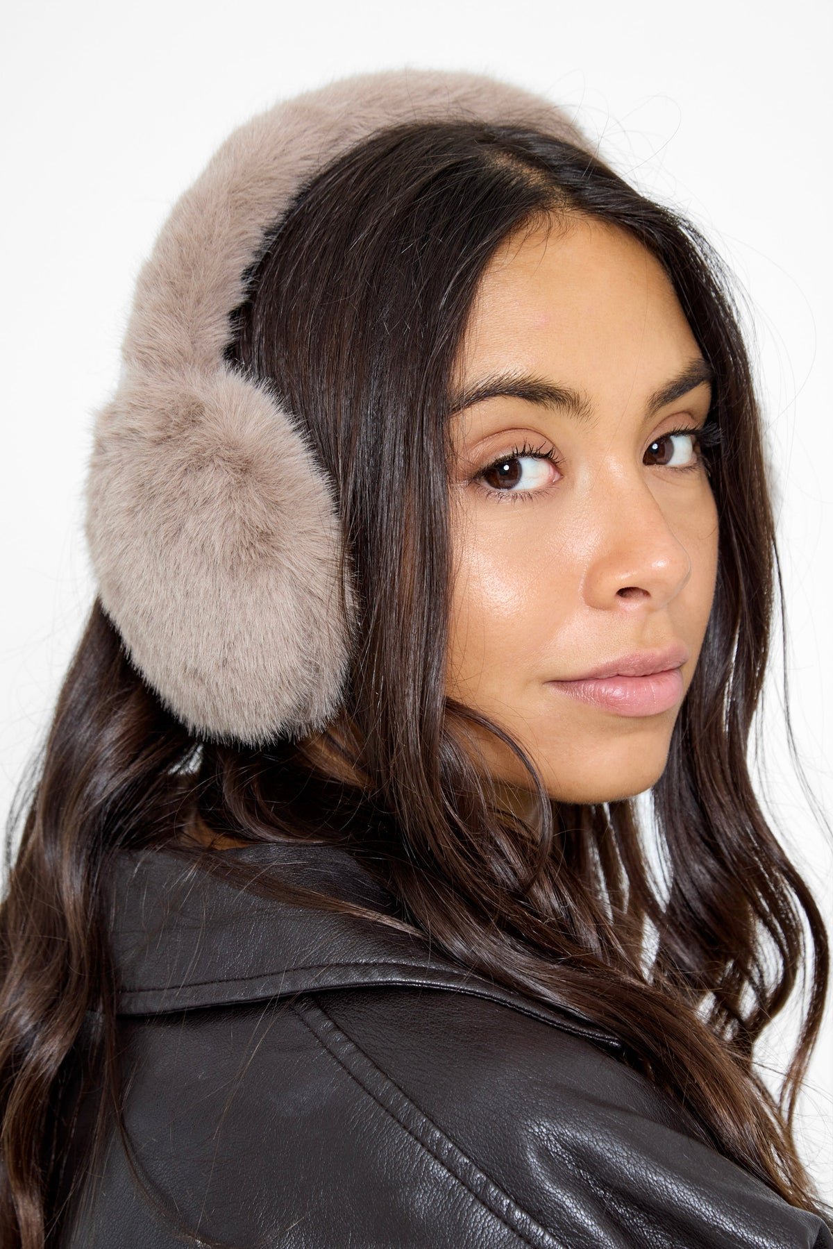 Fluffy Faux-Fur Earmuffs in Taupe - Ear Muffs - My Accessories London