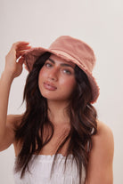 Frayed Edge Denim Bucket Hat in Pink - Bucket Hat - My Accessories London