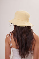 Frayed Edge Denim Bucket Hat in Yellow - Bucket Hat - My Accessories London