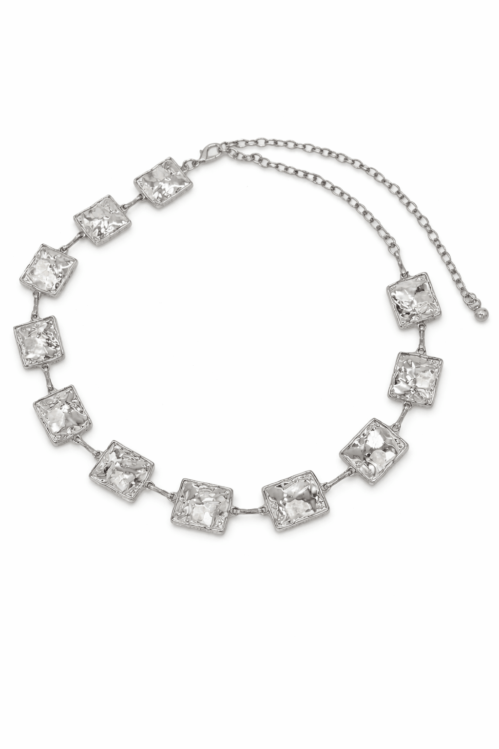 Hammered Square Chain Belt in Silver - Chain Belt - My Accessories London