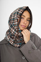 Heritage Check Woven Scarf in Brown and Teal - Scarves - My Accessories London