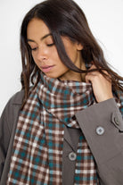 Heritage Check Woven Scarf in Brown and Teal - Scarves - My Accessories London