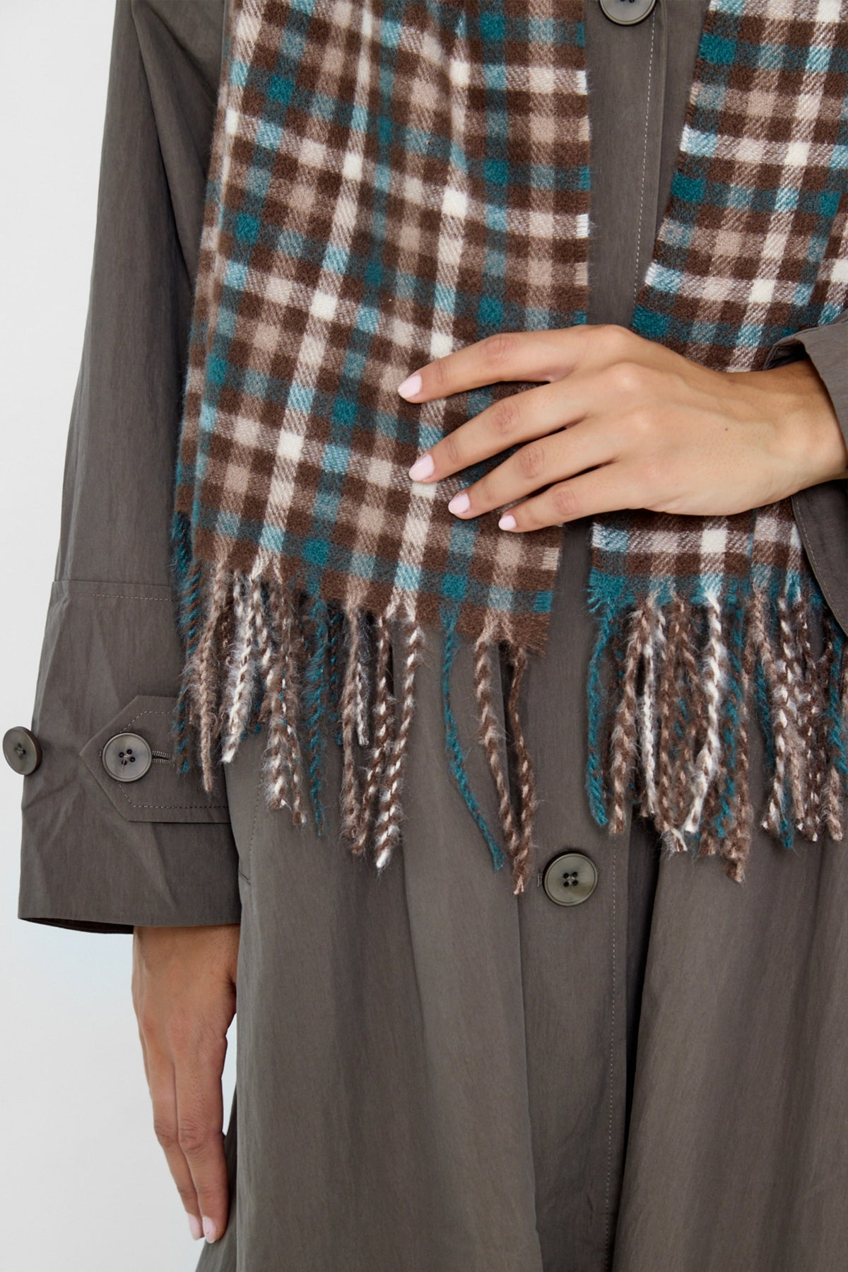 Heritage Check Woven Scarf in Brown and Teal - Scarves - My Accessories London
