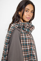 Heritage Check Woven Scarf in Brown and Teal - Scarves - My Accessories London