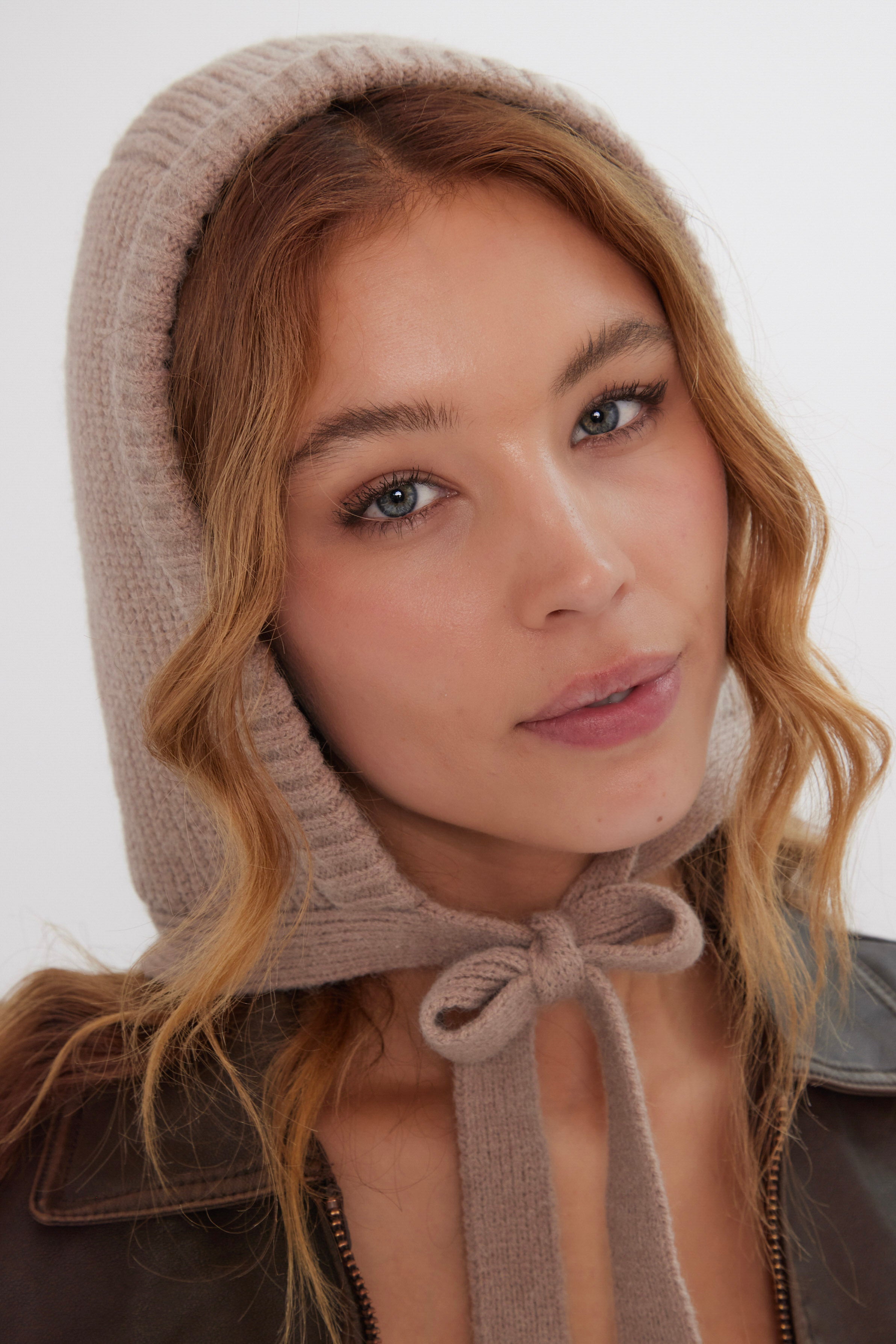 Knitted Bonnet in Light Brown - Bonnet - My Accessories London