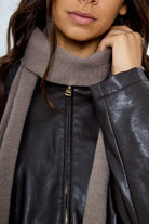 Knitted Skinny Scarf in Taupe - Scarves - My Accessories London