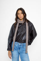 Knitted Skinny Scarf in Taupe - Scarves - My Accessories London