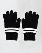 Knitted Stripe Gloves in Black - Gloves - My Accessories London