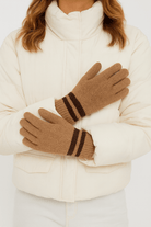 Knitted Stripe Gloves in Brown - Gloves - My Accessories London