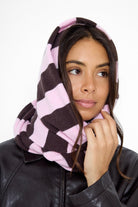 Knitted Stripe Scarf in Pink and Brown - Scarves - My Accessories London