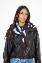Knitted Stripe Triangle Scarf in Brown and Blue - Triangle Scarf - My Accessories London