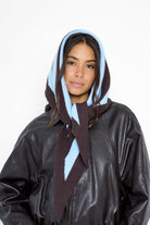 Knitted Stripe Triangle Scarf in Brown and Blue - Triangle Scarf - My Accessories London