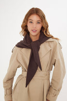 Knitted Triangle Scarf in Brown - Scarves - My Accessories London