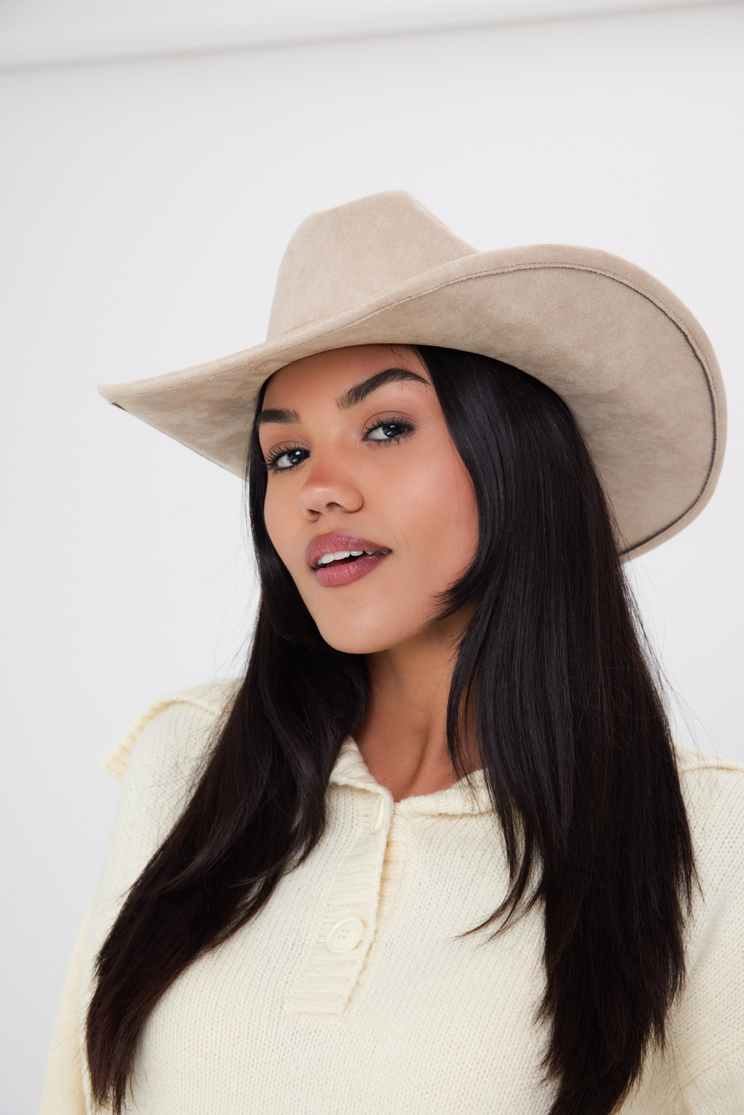 Light Brown Faux Suede Cowboy Hat - Cowboy Hat - My Accessories London