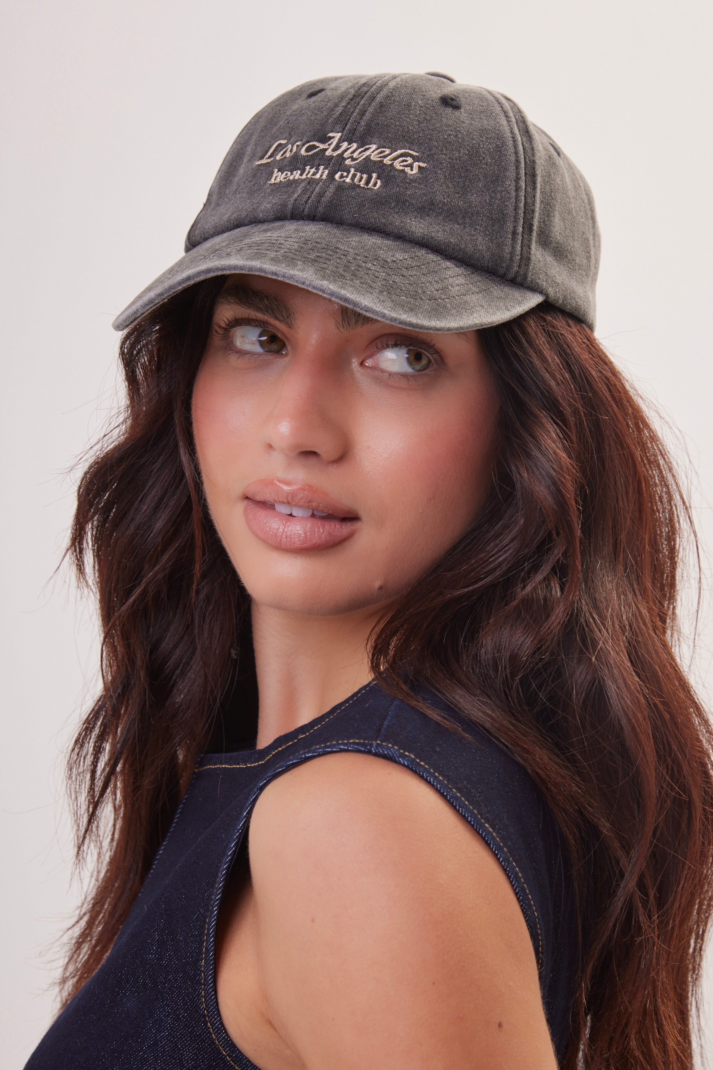 Los Angeles Health Club Baseball Cap in Washed Black - Baseball Cap - My Accessories London
