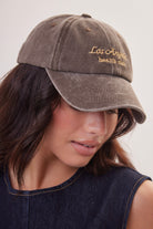 Los Angeles Health Club Baseball Cap in Washed Brown - Baseball Cap - My Accessories London
