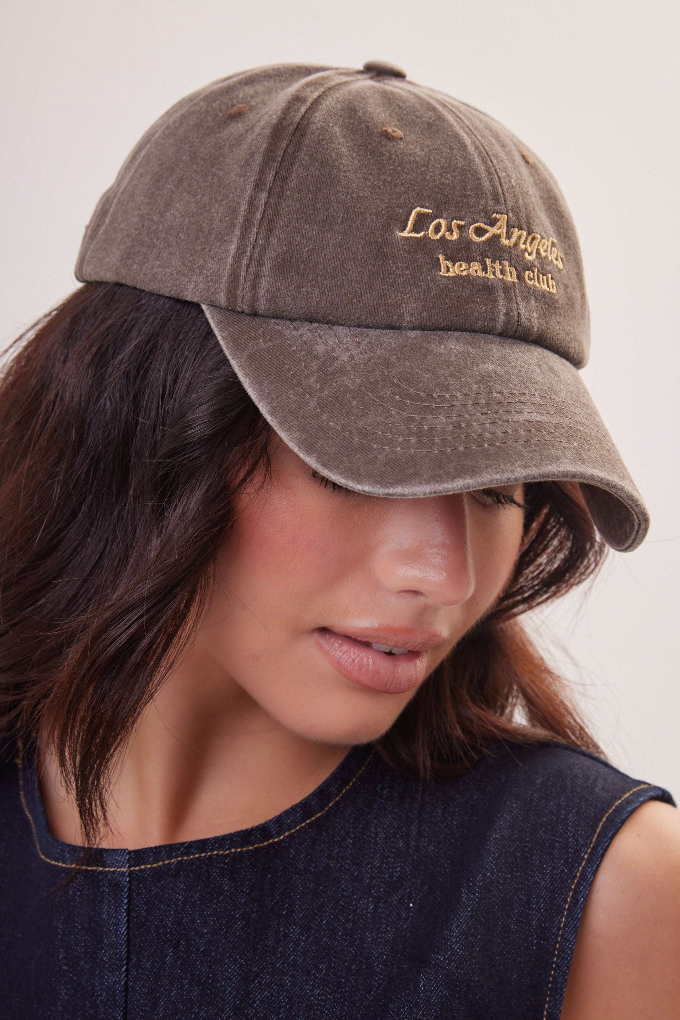 Los Angeles Health Club Baseball Cap in Washed Brown - Baseball Cap - My Accessories London